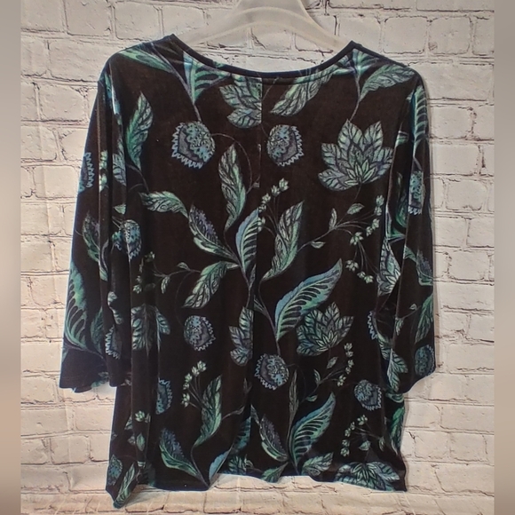 Catherines Black Jewel Velvet Art to Wear 3/4 Sleeve Top 4X - Picture 2 of 12